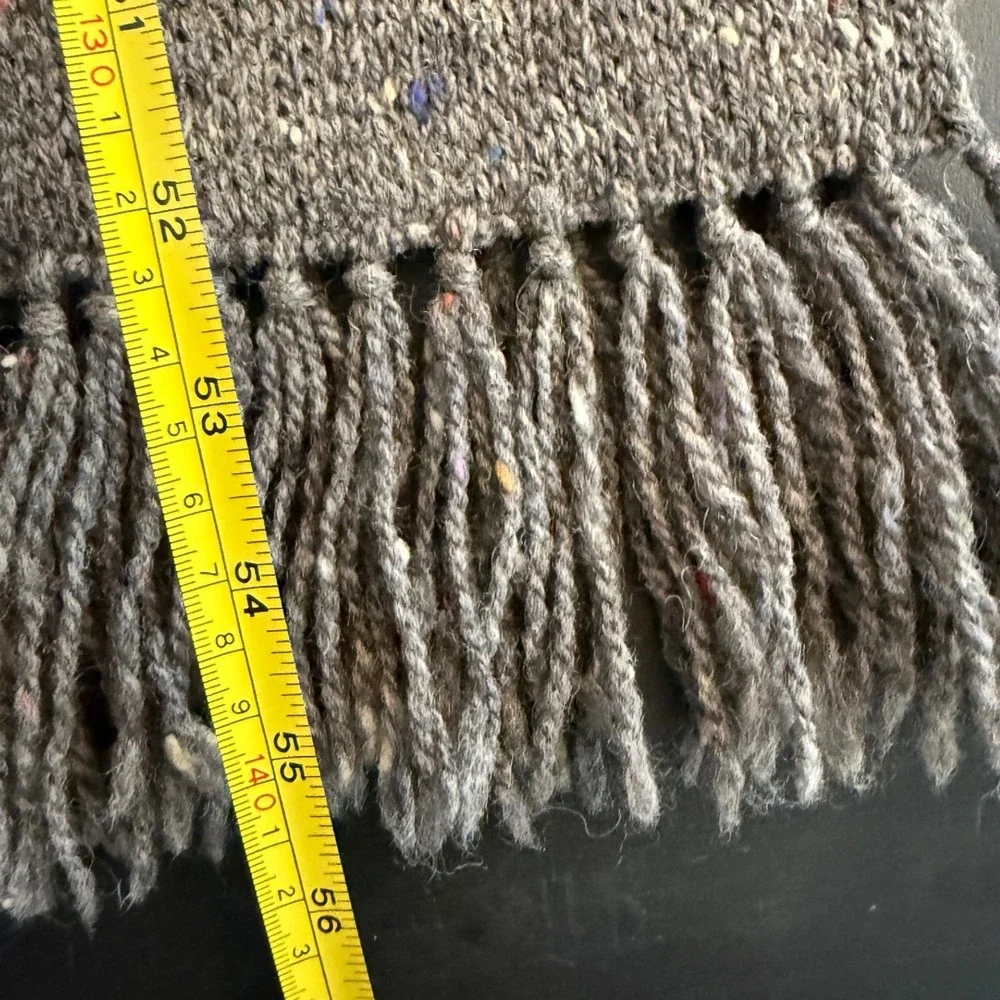 Vintage Pendleton Donegal Wool Scarf Gray Fleck Fringe Made USA 7x55
